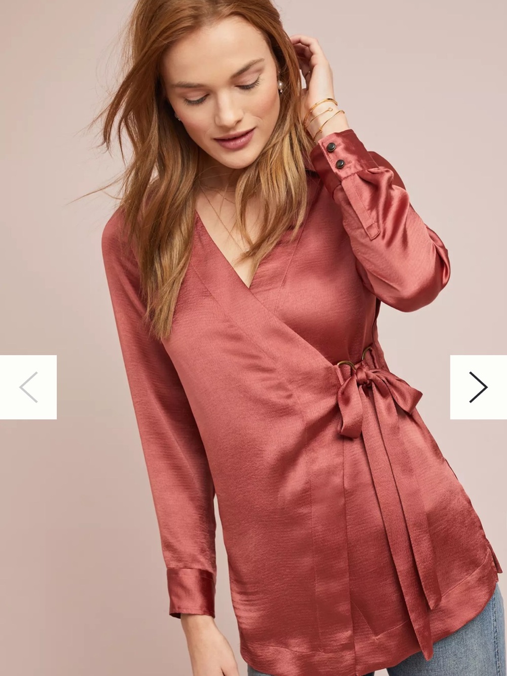 Anthropologie Moulinette Soeurs Satin Wrap Top Blouse Spice  Women’s Size XSP